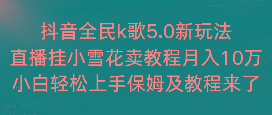 抖音全民k歌5.0新玩法，直播挂小雪花卖教程月入10万，小白轻松上手，保...-鑫梵淘