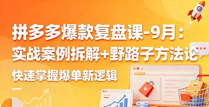 （16176期）拼多多爆款复盘课-9月：实战案例拆解+野路子方法论，快速掌握爆单新逻辑-鑫梵淘