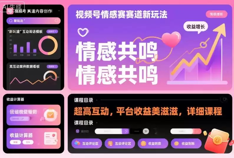 视频号情感赛道新玩法，超高互动，平台收益美滋滋，详细课程-鑫梵淘