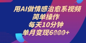 用AI做情感治愈系视频，简单操作，每天10分钟，单月变现6k+-鑫梵淘