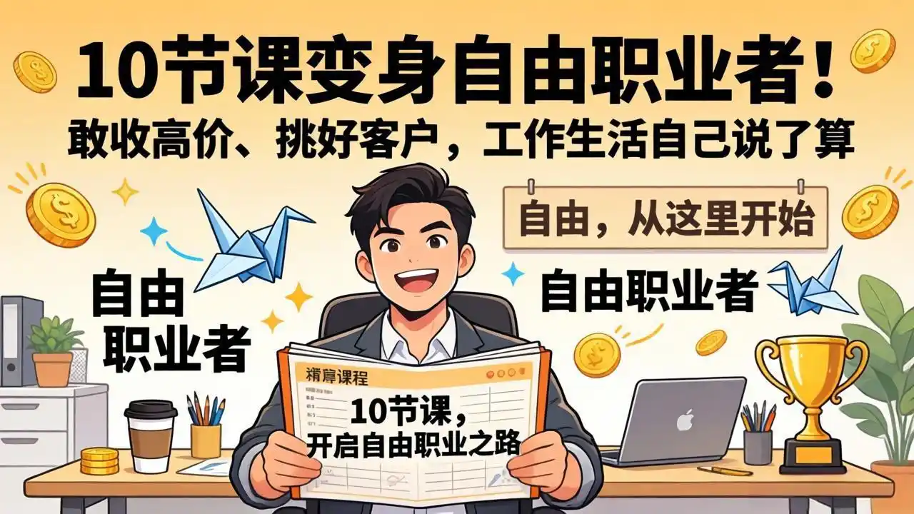 10 节课变身自由职业者！敢收高价、挑好客户，工作生活自己说了算-鑫梵淘