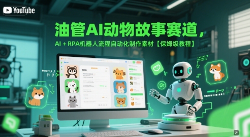 油管AI动物故事赛道，AI+RPA机器人流程自动化制作素材【保姆级教程】-鑫梵淘