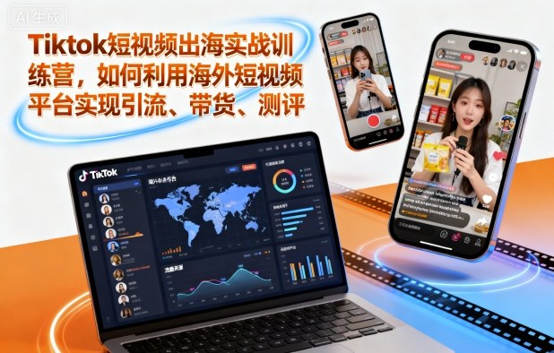 Tiktok短视频出海实战训练营，如何利用海外短视频平台实现引流、带货、测评-鑫梵淘