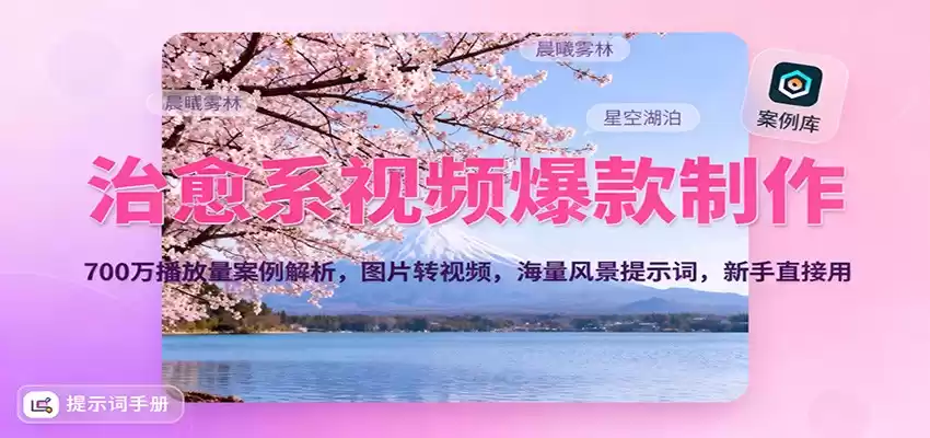 治愈系视频爆款制作，700万播放量案例解析，图片转视频，海量风景提示词，新手直接用-鑫梵淘