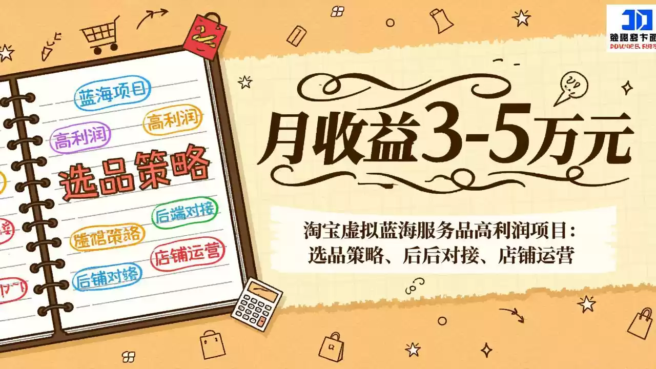 淘宝虚拟蓝海服务品高利润项目：选品策略、后端对接、店铺运营，月收益可达3-5万元-鑫梵淘