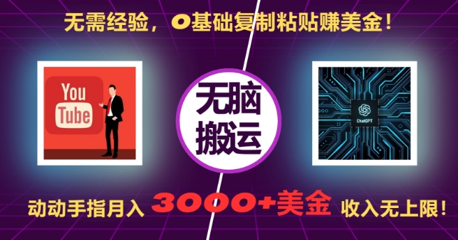 无需经验，0基础复制粘贴赚美刀，动动手指，月入3000+刀，无上限【揭秘】-鑫梵淘