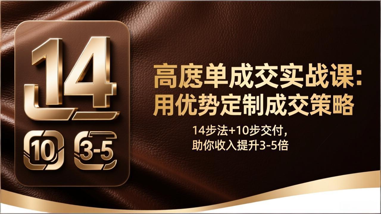 高客单成交实战课：用优势定制成交策略，14步法+10步交付，助你收入提升3-5倍-鑫梵淘