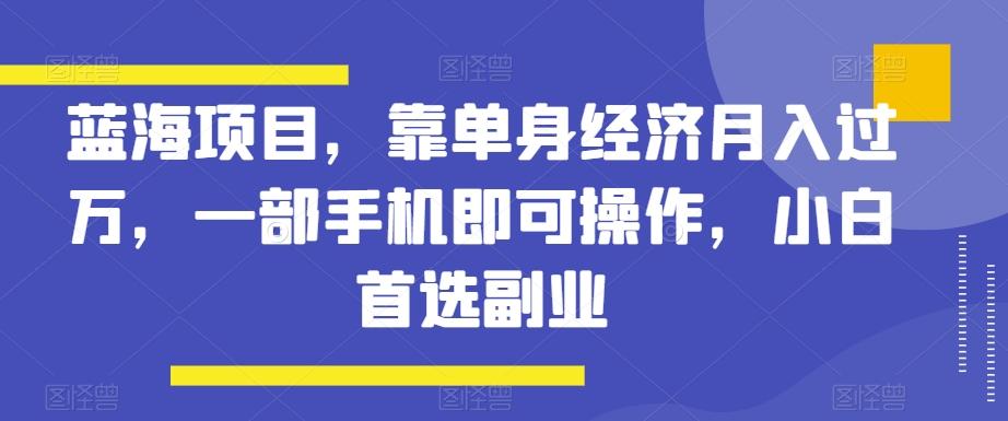 蓝海项目，靠单身经济月入过万，一部手机即可操作，小白首选副业【揭秘】-鑫梵淘