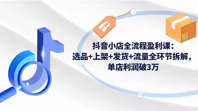 抖音小店全流程盈利课：选品+上架+发货+流量全环节拆解，单店利润破3万-鑫梵淘