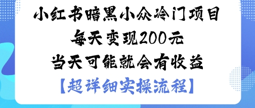 小红书暗黑小众冷门项目每天变现2张当天可能就会有收益-鑫梵淘