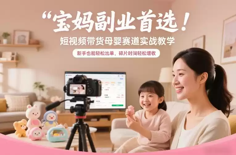 宝妈副业首选！短视频带货母婴赛道实战教学，新手也能轻松出单，碎片时间轻松增收-鑫梵淘