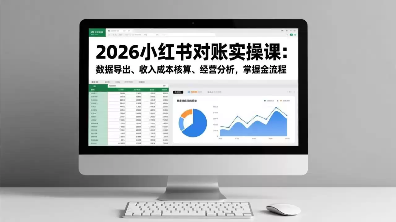 2026小红书对账实操课：数据导出、收入成本核算、经营分析，掌握全流程-鑫梵淘