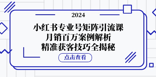 小红书专业号矩阵引流课，月销百万案例解析，精准获客技巧全揭秘-鑫梵淘