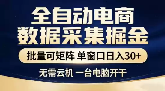 独家电商数据全自动采集项目，批量可矩阵，单窗口轻松日入3张+【揭秘】-鑫梵淘