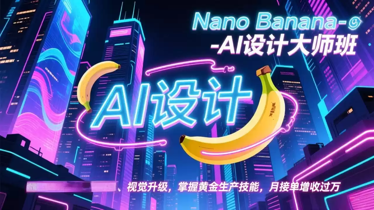 Nano Banana-AI设计大师班，修图合成、广告创作、视觉升级，掌握黄金生产技能，月接单增收过万-鑫梵淘