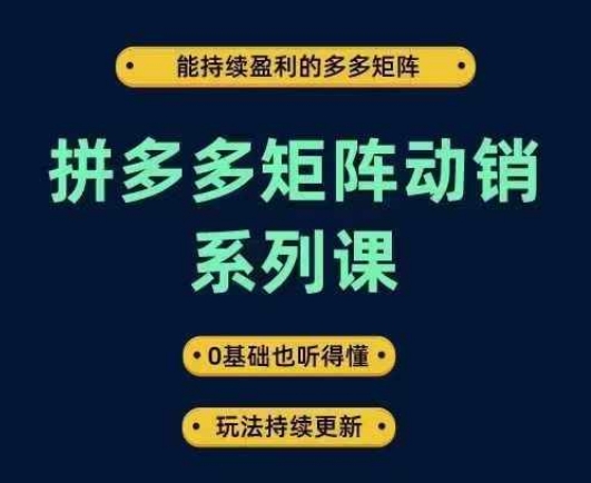 拼多多矩阵动销系列课，能持续盈利的多多矩阵，0基础也听得懂，玩法持续更新-鑫梵淘