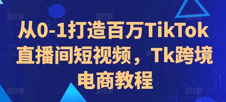 从0-1打造百万TikTok直播间短视频，Tk跨境电商教程-鑫梵淘