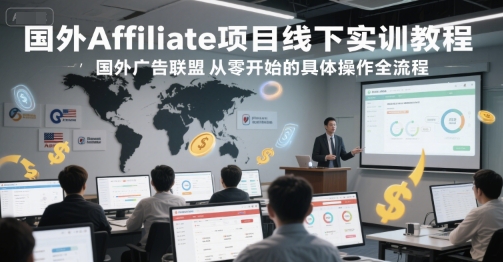 国外Affiliate项目线下实训教程，国外广告联盟从零开始的具体操作全流程-鑫梵淘