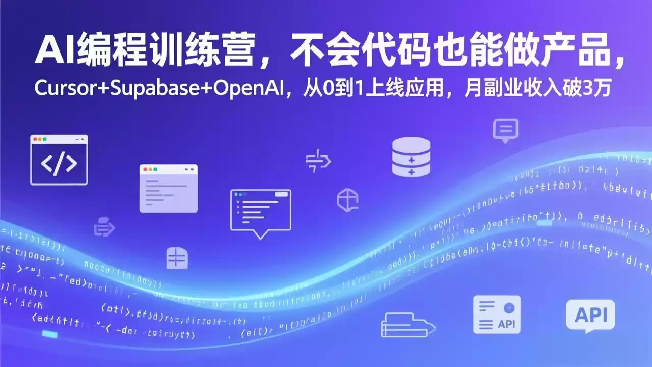 AI编程训练营，不会代码也能做产品，Cursor+Supabase+OpenAI，从0到1上线应用，月副业收入破3万-鑫梵淘