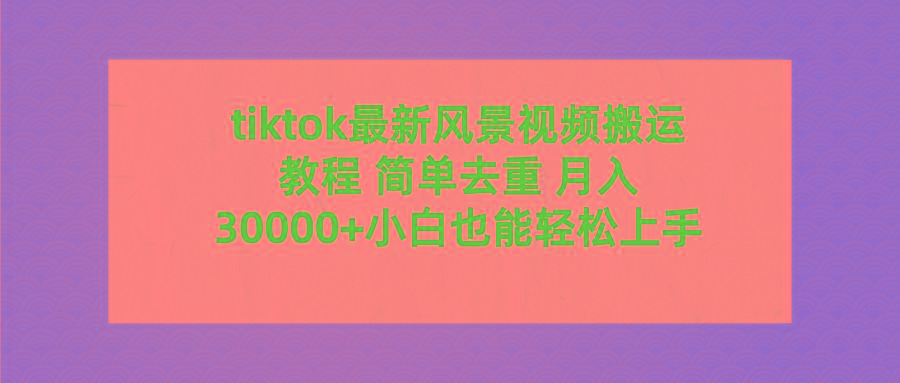 (9804期)tiktok最新风景视频搬运教程 简单去重 月入30000+附全套工具-鑫梵淘