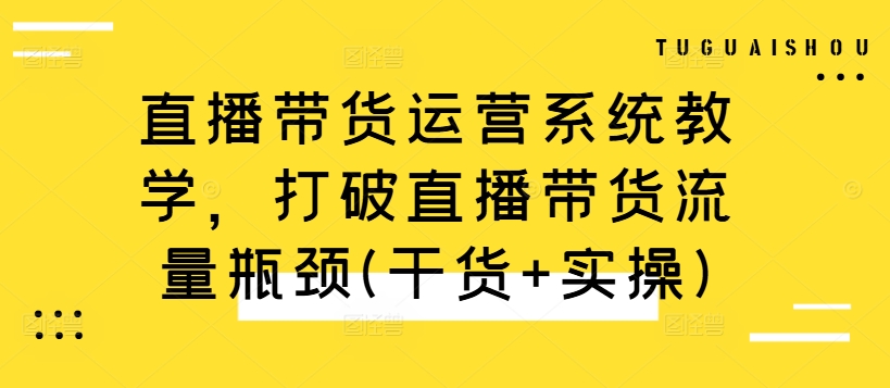 直播带货运营系统教学，打破直播带货流量瓶颈(干货+实操)-鑫梵淘