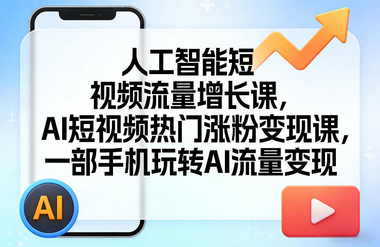 人工智能短视频流量增长课，AI短视频热门涨粉变现课，一部手机玩转AI流量变现-鑫梵淘