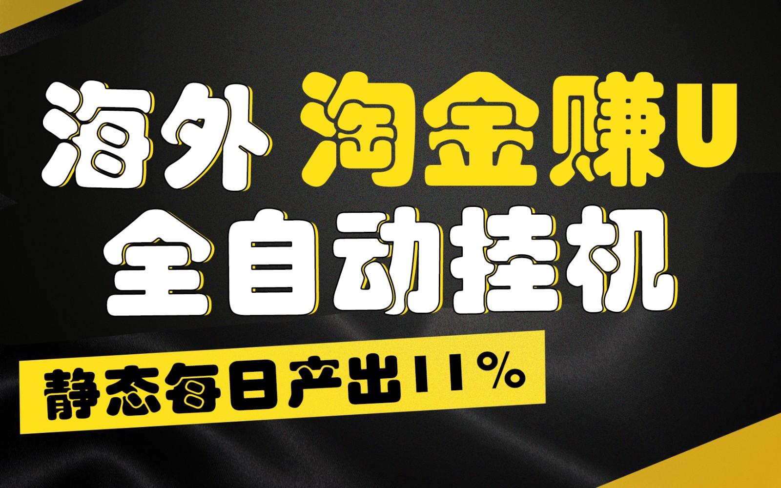 海外淘金赚U，全自动挂机，静态每日产出11%，拉新收益无上限，轻松日入1万+-鑫梵淘