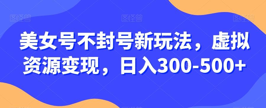 美女号不封号新玩法，虚拟资源变现，日入300-500+-鑫梵淘
