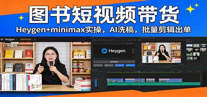 图书短视频带货：Heygen+minimax实操，AI洗稿 ，批量剪辑出单-鑫梵淘