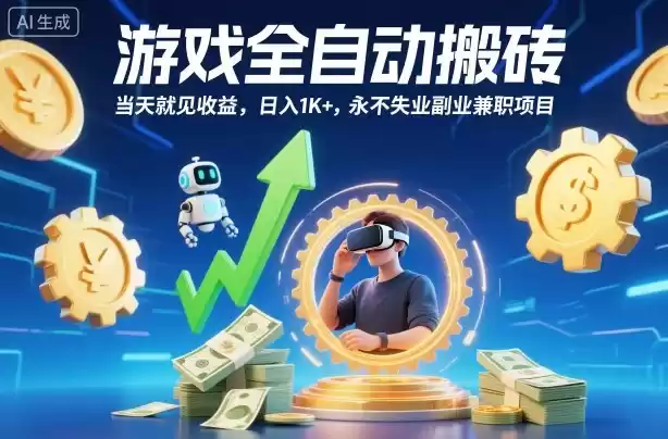 游戏全自动搬砖，当天就见收益，日入1K+，永不失业副业兼职项目【揭秘】-鑫梵淘