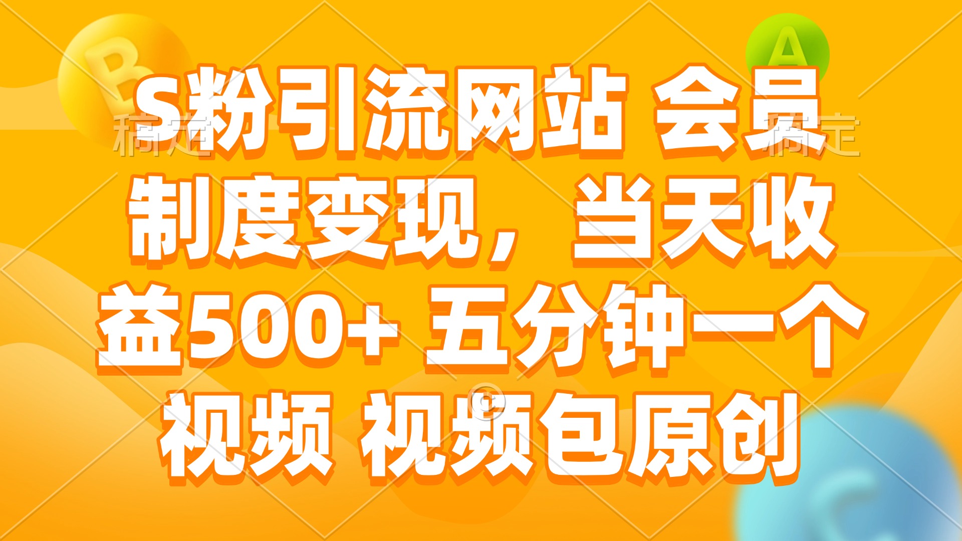 S粉引流网站 会员制度变现，当天收益500+ 五分钟一个视频 视频包原创-鑫梵淘