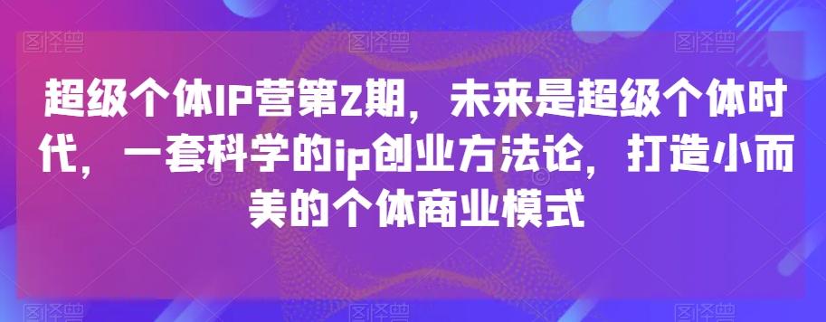 超级个体IP营第2期，未来是超级个体时代，一套科学的ip创业方法论，打造小而美的个体商业模式-鑫梵淘