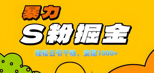 单人单机日引千粉，变现1k+，S粉流量掘金计划攻略【揭秘】-鑫梵淘