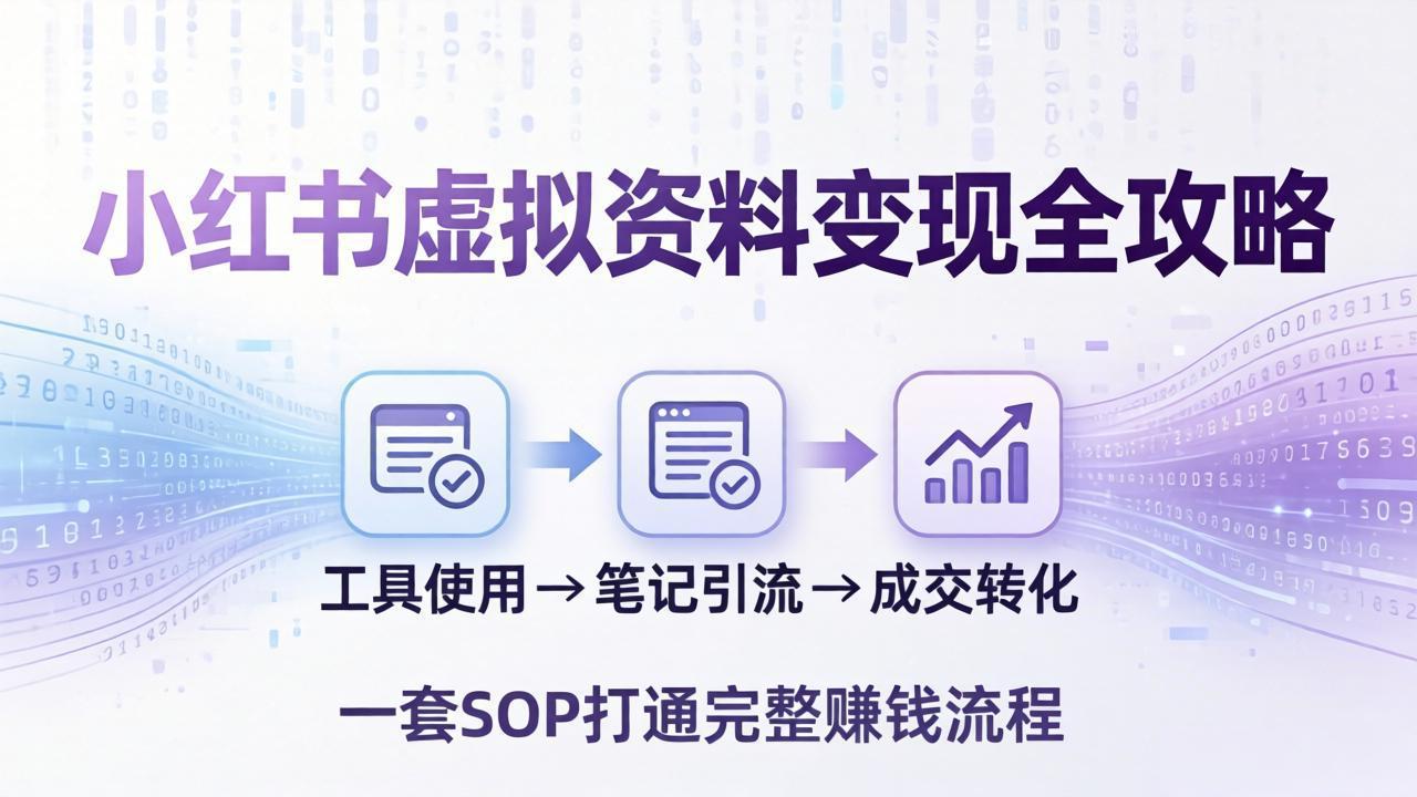 小红书虚拟资料变现全攻略：从工具使用到笔记引流成交，一套 SOP 打通完整赚钱流程-鑫梵淘