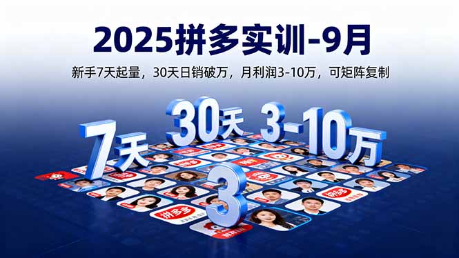 2025拼多多实训-9月：新手7天起量,30天日销破万,月利润3-10万,可矩阵复制-鑫梵淘