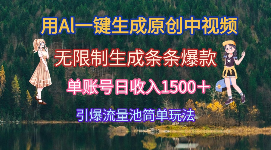 用Al一键生成原创中视频，无限制生成条条爆款，单账号日收入1500＋引爆…-鑫梵淘