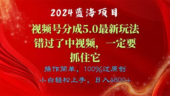2024蓝海项目，视频号分成计划5.0最新玩法，错过了中视频，一定要抓住...-鑫梵淘