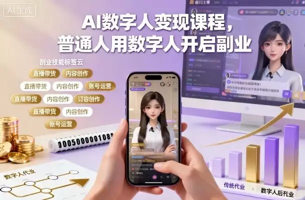 AI数字人变现课程，普通人用数字人开启副业-鑫梵淘
