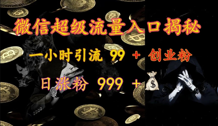 微信超级流量入口揭秘：一小时引流 99 + 创业粉，日涨粉 999 +-鑫梵淘