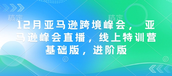 12月亚马逊跨境峰会， 亚马逊峰会直播，线上特训营基础版，进阶版-鑫梵淘