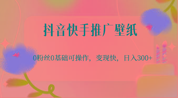 抖音快手推广壁纸，0粉丝0基础可操作，变现快，日入300+-鑫梵淘