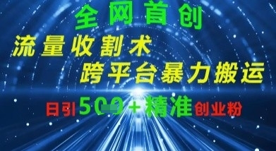 全网流量收割术：跨平台暴力搬运，日引500+精准创业粉-鑫梵淘
