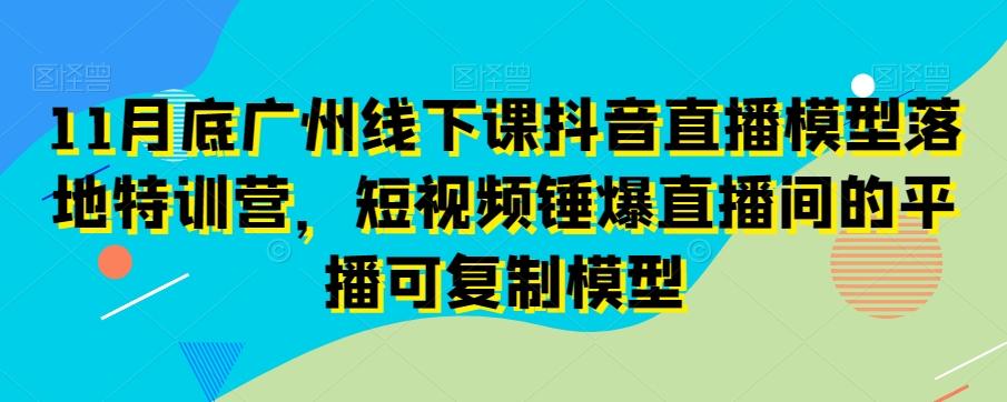 11月底广州线下课抖音直播模型落地特训营，短视频锤爆直播间的平播可复制模型-鑫梵淘