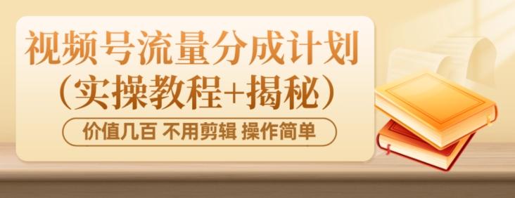价值几百上千不用剪辑简单操作视频号流量分成计划（实操教程+揭秘）-鑫梵淘