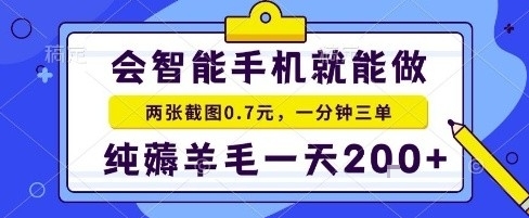 手机项目，二十秒一单，纯薅羊毛一天2张+做就有【揭秘】-鑫梵淘