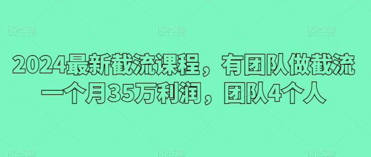 2024最新截流课程，有团队做截流一个月35万利润，团队4个人-鑫梵淘
