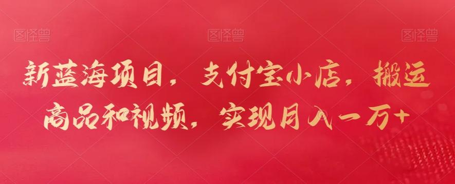 新蓝海项目，支付宝小店，搬运商品和视频，实现月入一万+【揭秘】-鑫梵淘