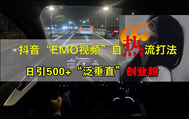 抖音EMO视频自热打法，日引500+“泛垂直”创业粉-鑫梵淘