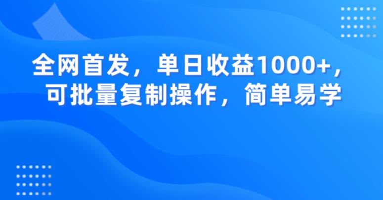 全网首发，单日收益1000+，可批量复制操作，简单易学【揭秘】-鑫梵淘