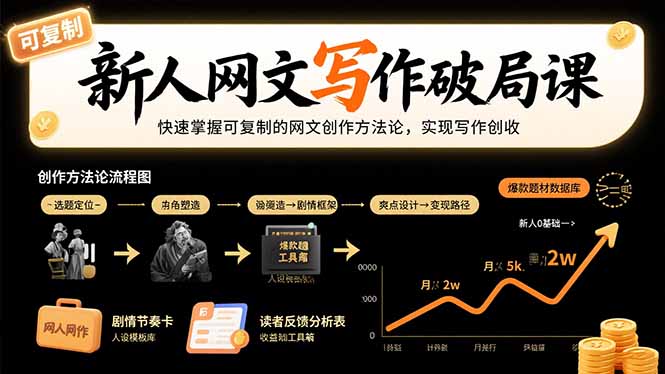 新人网文写作破局课：快速掌握可复制的网文创作方法论，实现写作创收-鑫梵淘